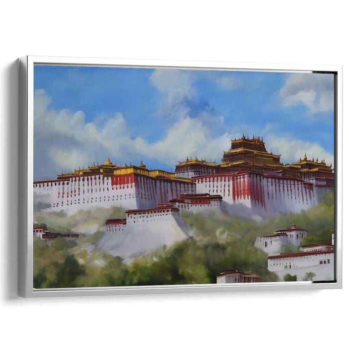 Wisdom's Abode: Majestic Potala Palace Amidst Himalayan Clouds Canvas Art