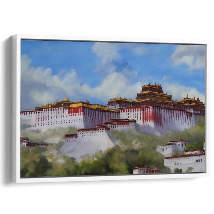 Wisdom's Abode: Majestic Potala Palace Amidst Himalayan Clouds Canvas Art
