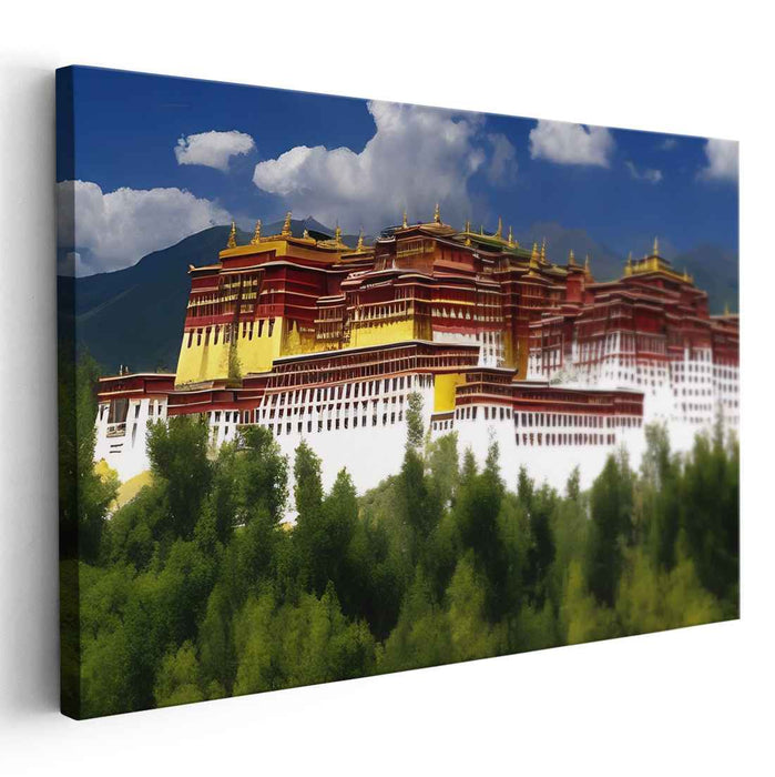 Gilded Enlightenment: Potala Palace in Sunlit Splendor Canvas Art Print