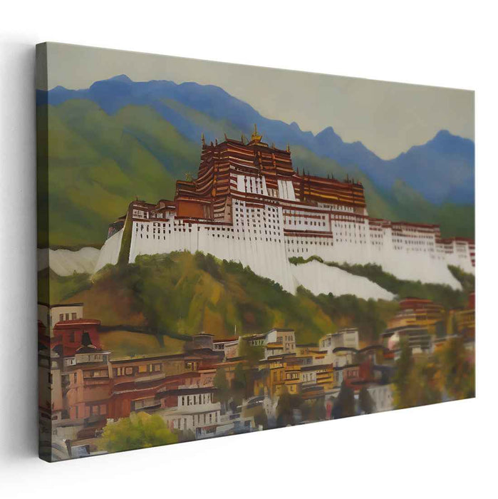 Roof of the World Vision: Tibetan Architectural Marvel Canvas Art Print