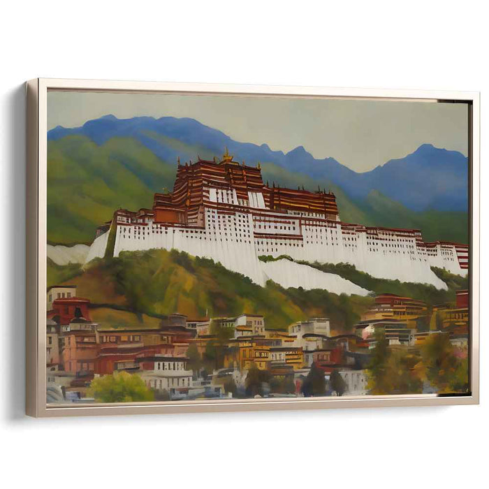 Roof of the World Vision: Tibetan Architectural Marvel Canvas Art Print
