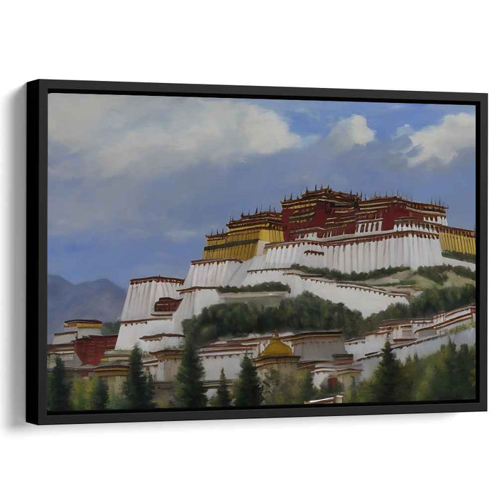 Roof of the World Serenity: Tibetan Monastery Landscape Canvas Art