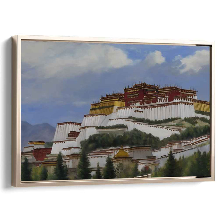 Roof of the World Serenity: Tibetan Monastery Landscape Canvas Art