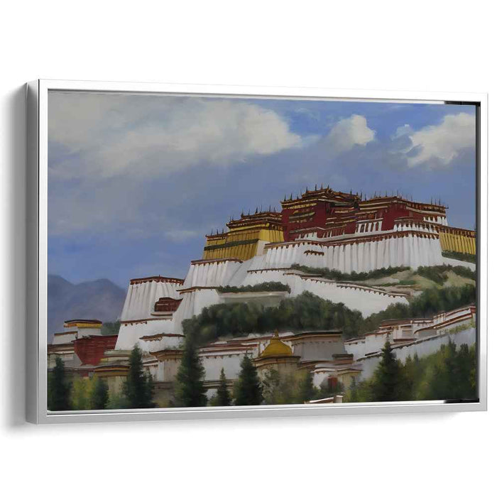 Roof of the World Serenity: Tibetan Monastery Landscape Canvas Art