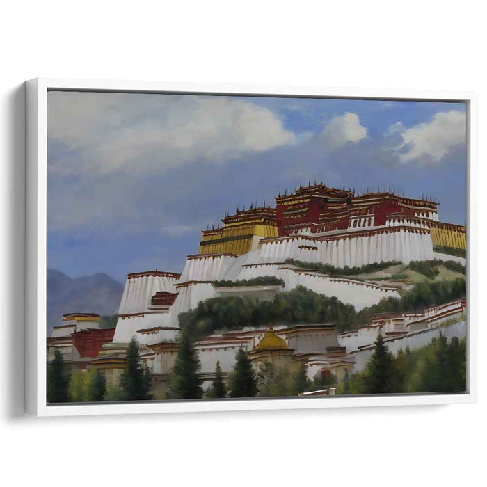 Roof of the World Serenity: Tibetan Monastery Landscape Canvas Art