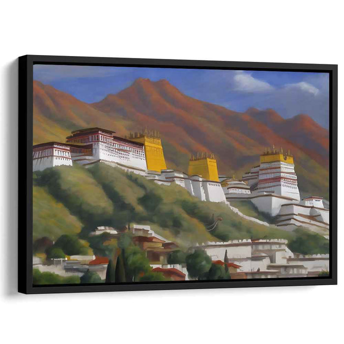 Majestic Fortress in the Hills: Serene Landscape Canvas Art Print