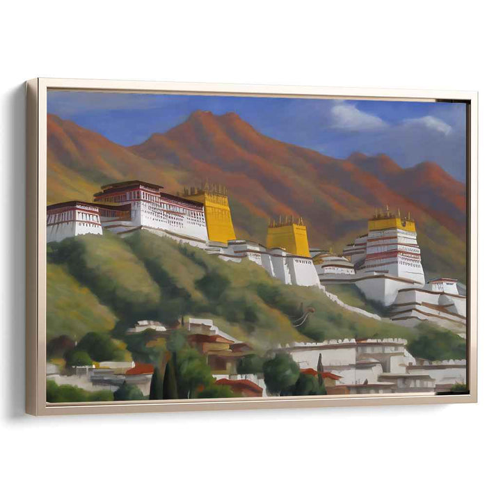 Majestic Fortress in the Hills: Serene Landscape Canvas Art Print