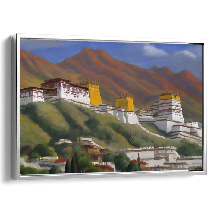 Majestic Fortress in the Hills: Serene Landscape Canvas Art Print