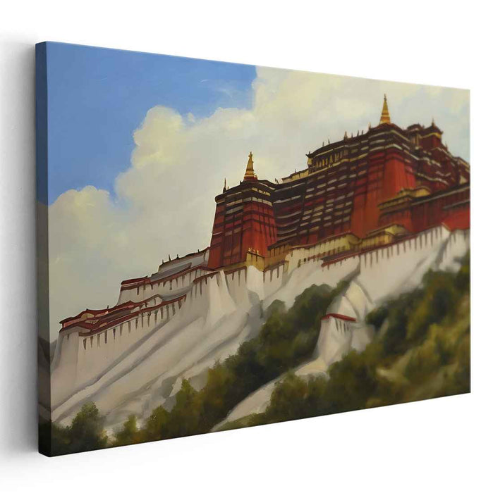 Structural Symmetry Dream: Realistic Architectural Landscape Canvas Art Print
