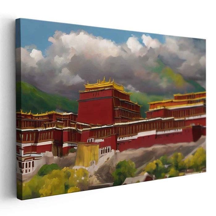 Majestic Tibetan Architecture: A Cultural Landscape Canvas Art Print