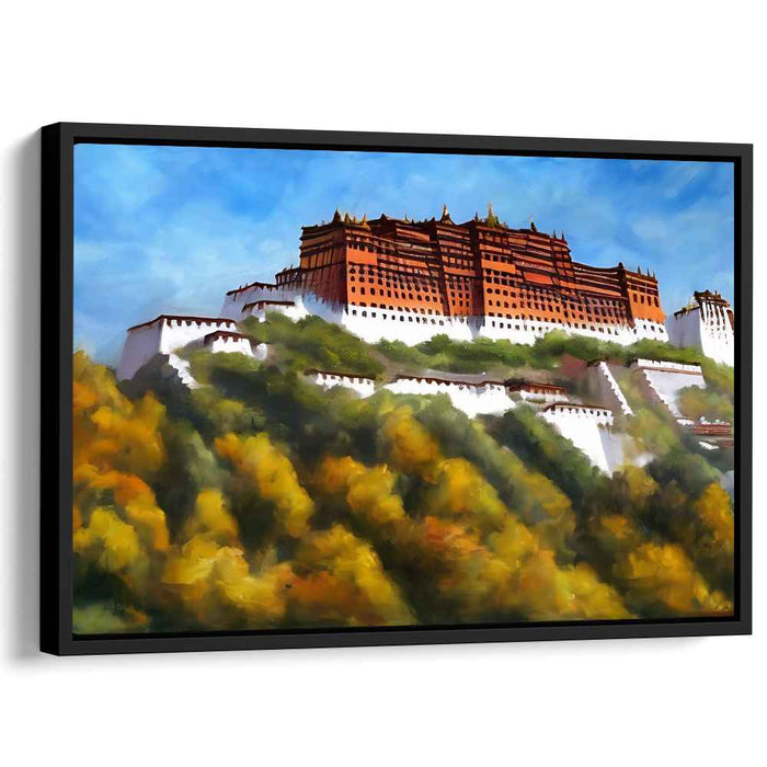 Golden Empire Echoes: Historical Potala Palace Amid Golden Foliage Canvas Art