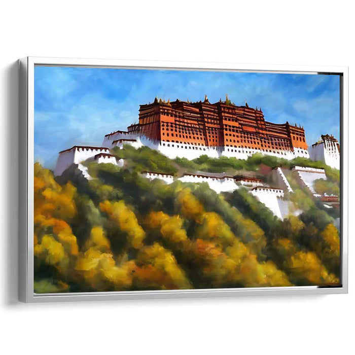 Golden Empire Echoes: Historical Potala Palace Amid Golden Foliage Canvas Art