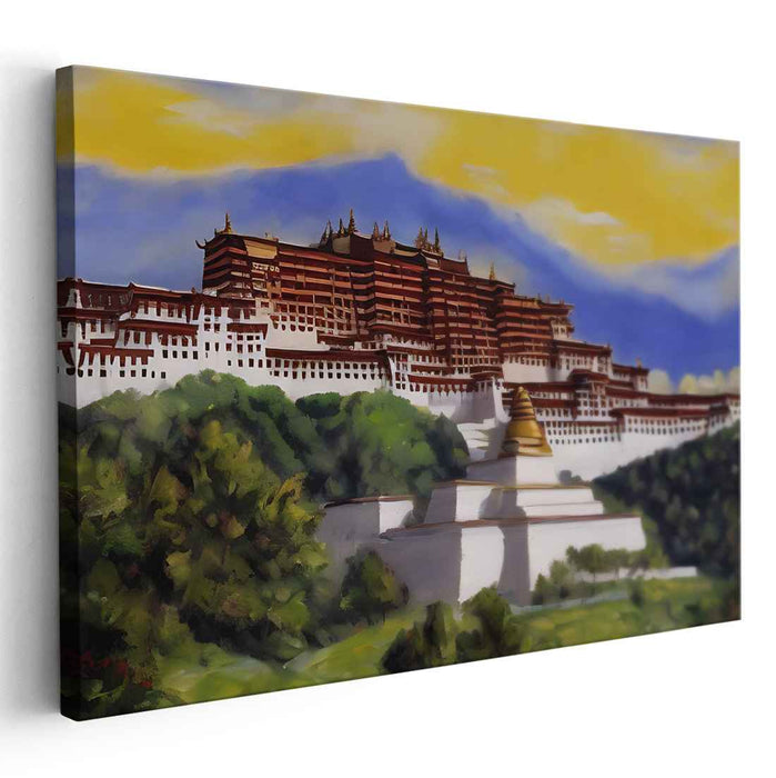 Majestic Tibetan Palace: A Serene Blend of Nature and Architecture
