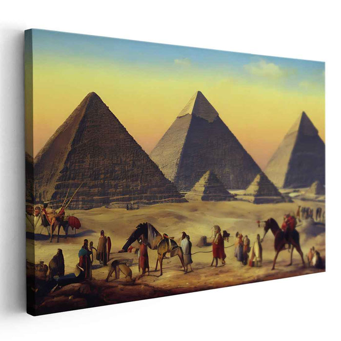 Sandstone Legacy: The Pyramids of Giza in Ancient Egypt Canvas Art Print