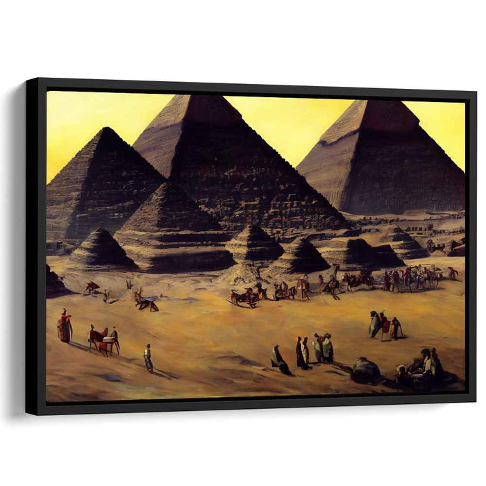 Golden Hour at Giza: Realistic Pyramids and Desert Life Canvas Art