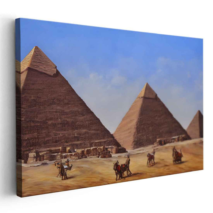 Architectural Timeless Echo: Realistic Pyramids of Giza Canvas Art Print