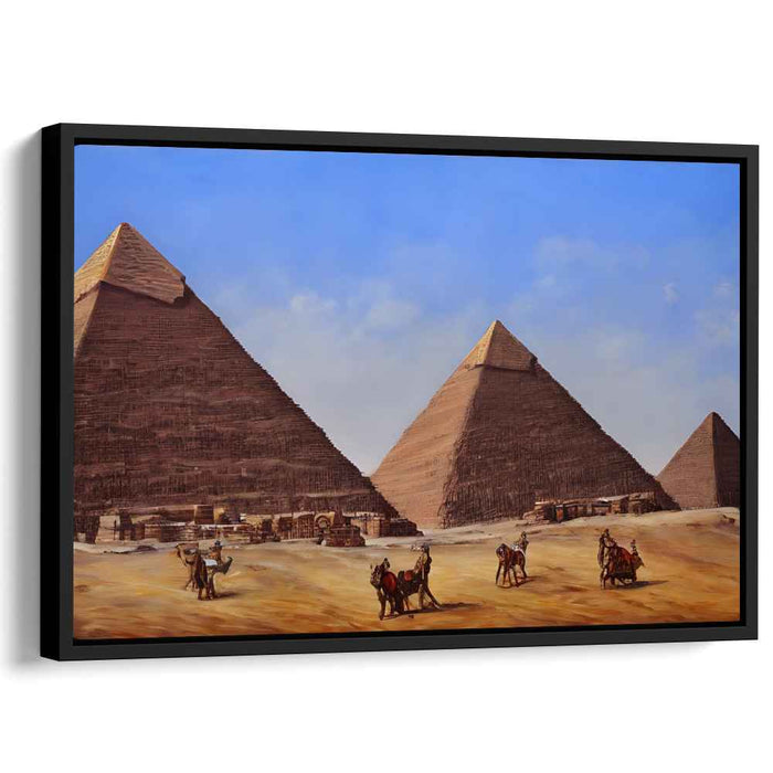 Architectural Timeless Echo: Realistic Pyramids of Giza Canvas Art Print