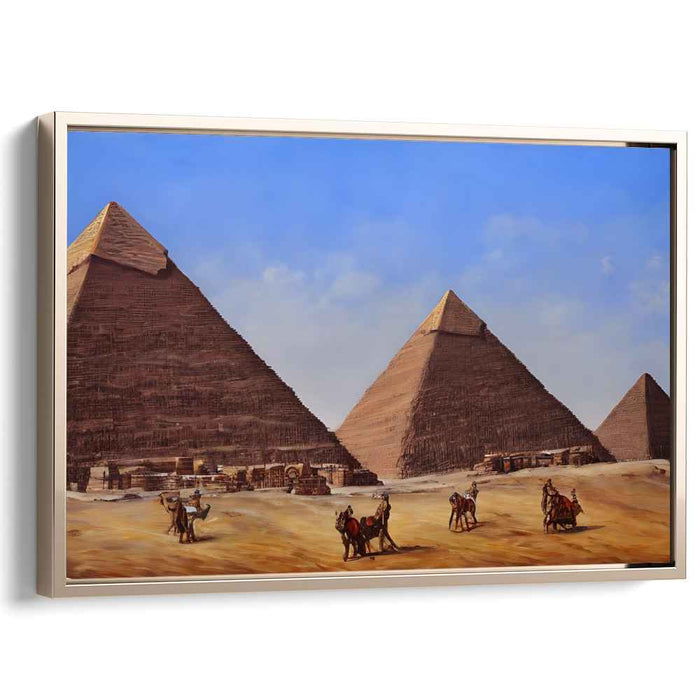 Architectural Timeless Echo: Realistic Pyramids of Giza Canvas Art Print