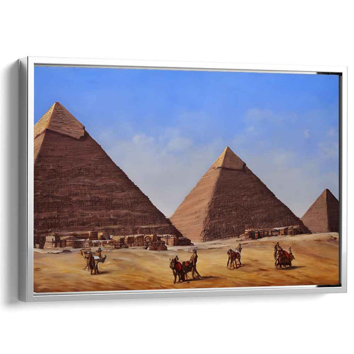 Architectural Timeless Echo: Realistic Pyramids of Giza Canvas Art Print