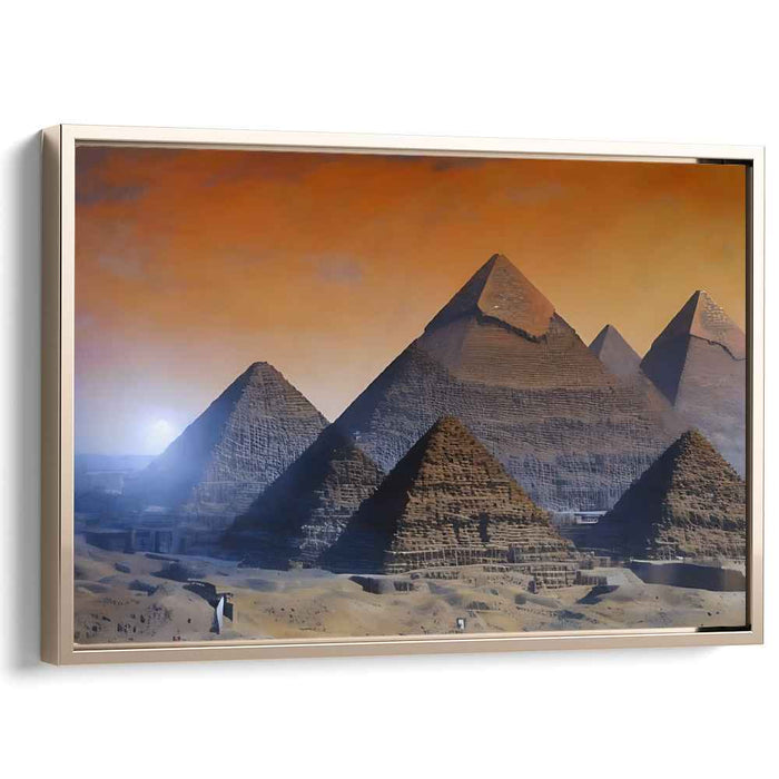 Mystic Dusk: Romantic Vision of the Pyramids at Giza Canvas Art
