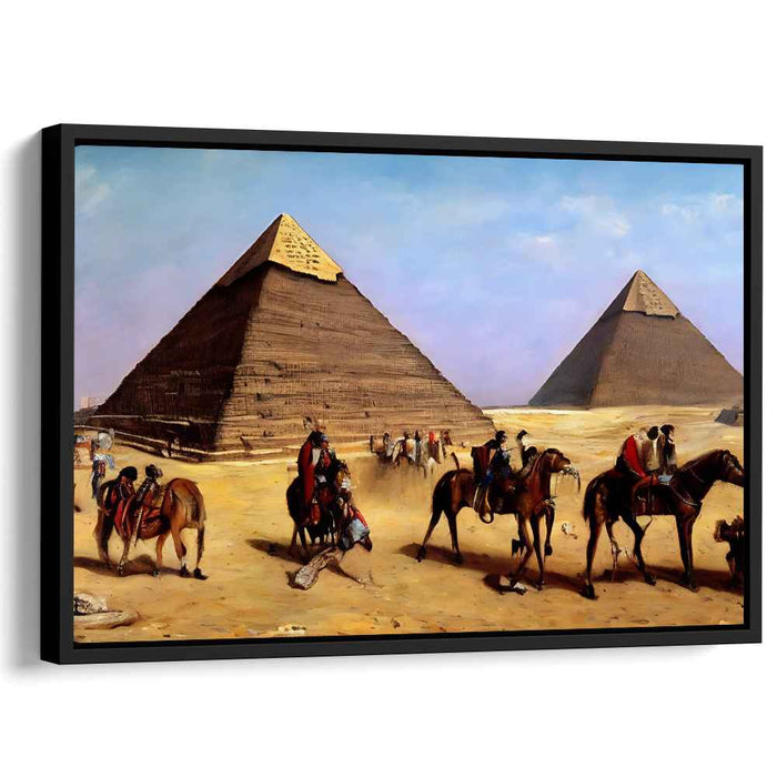 Sandswept Pharaoh's Whisper: A Timeless Journey - Realist Orientalist Canvas Art of Egyptian Pyramids