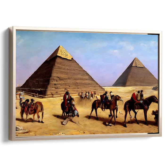 Sandswept Pharaoh's Whisper: A Timeless Journey - Realist Orientalist Canvas Art of Egyptian Pyramids