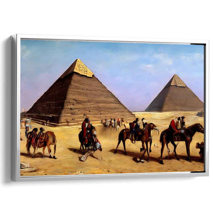 Sandswept Pharaoh's Whisper: A Timeless Journey - Realist Orientalist Canvas Art of Egyptian Pyramids