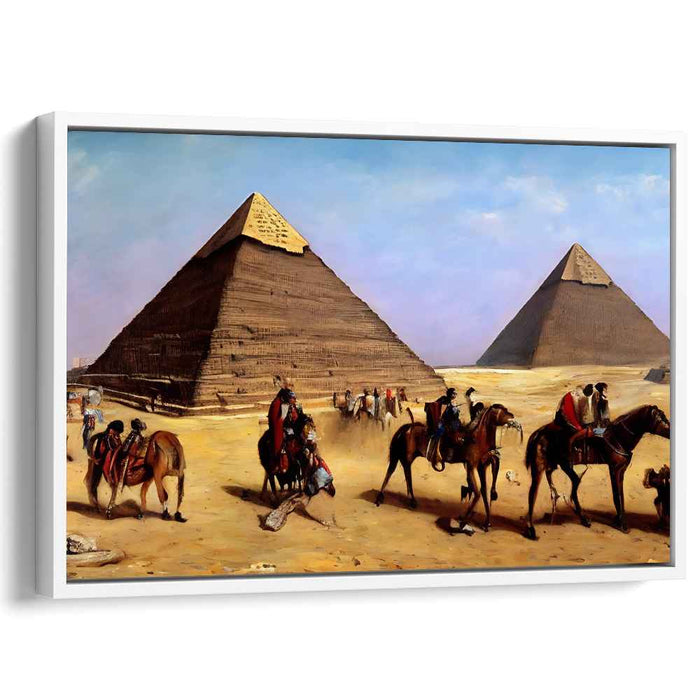 Sandswept Pharaoh's Whisper: A Timeless Journey - Realist Orientalist Canvas Art of Egyptian Pyramids