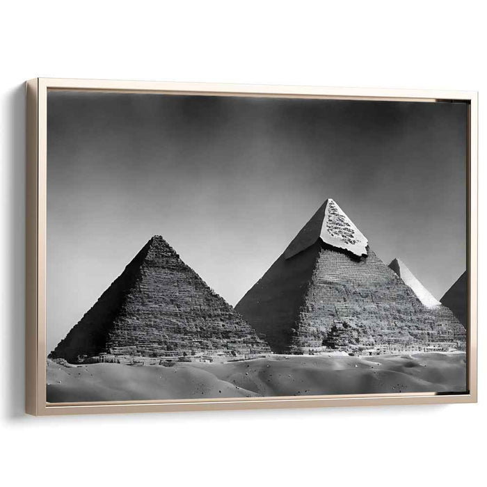 Pyramid Puzzles: Monochromatic Pyramids of Giza Canvas Art Print