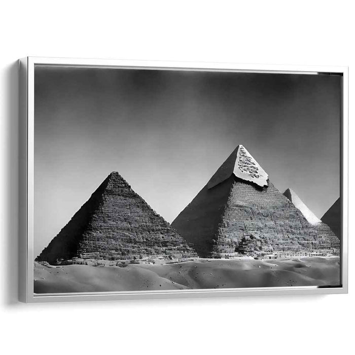 Pyramid Puzzles: Monochromatic Pyramids of Giza Canvas Art Print