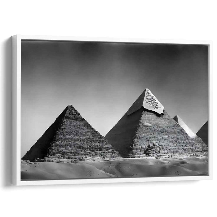 Pyramid Puzzles: Monochromatic Pyramids of Giza Canvas Art Print
