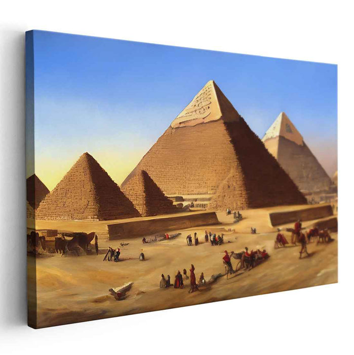 Timeless Sandscape: Realistic Historical Pyramids of Giza Canvas Art