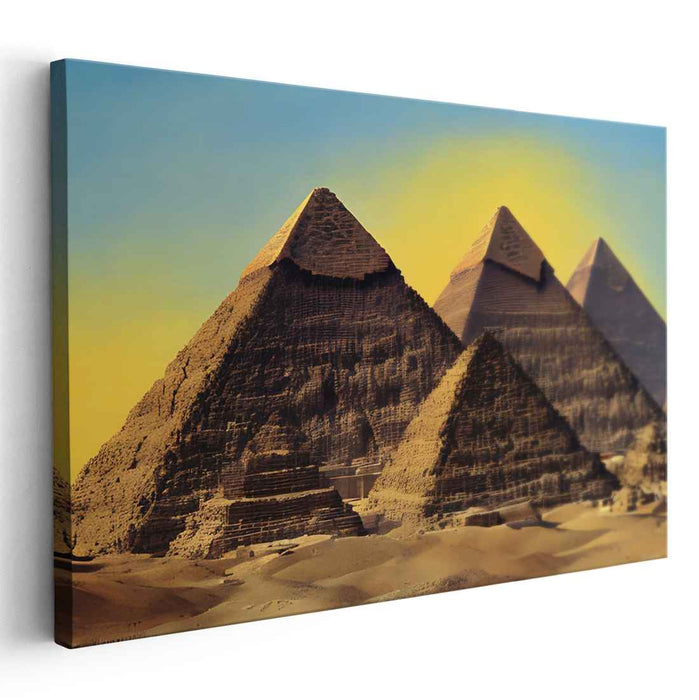 Sandstone Mirage Rising: Textured Pyramids of Giza Canvas Art Print
