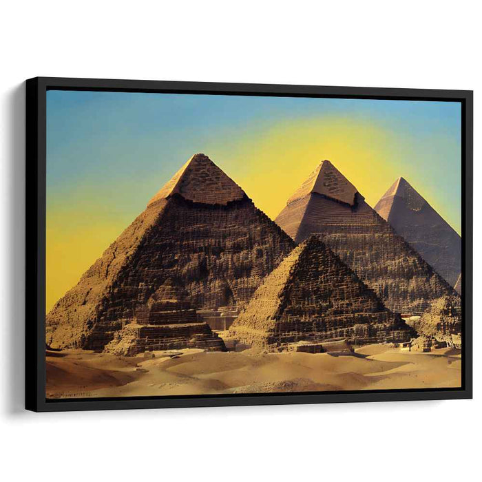 Sandstone Mirage Rising: Textured Pyramids of Giza Canvas Art Print