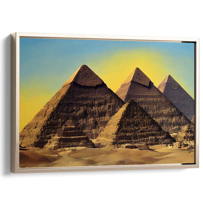 Sandstone Mirage Rising: Textured Pyramids of Giza Canvas Art Print