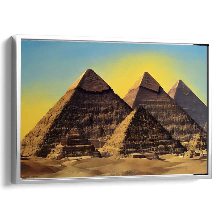 Sandstone Mirage Rising: Textured Pyramids of Giza Canvas Art Print