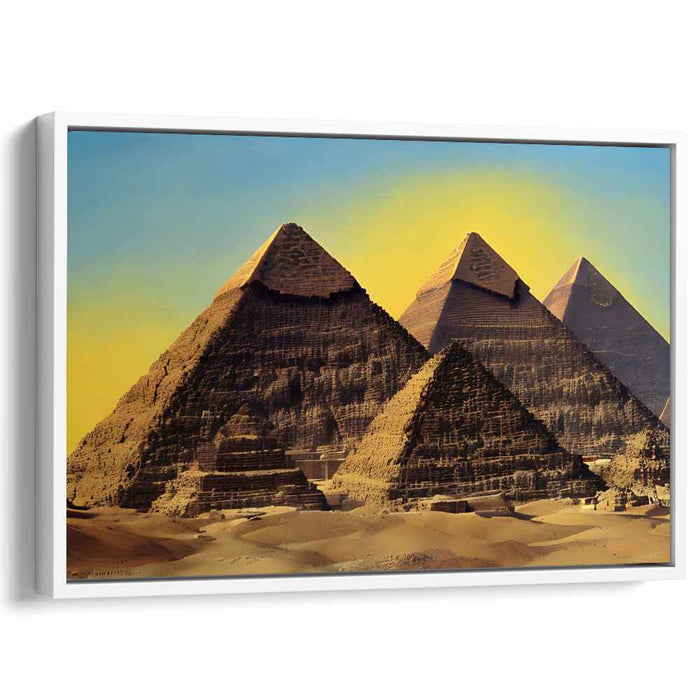 Sandstone Mirage Rising: Textured Pyramids of Giza Canvas Art Print