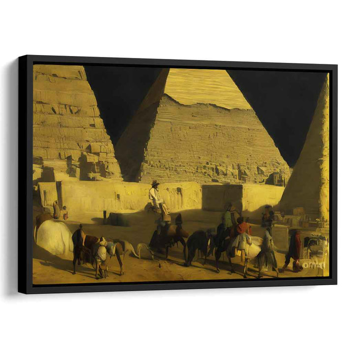 Eternal Mysteries: A Nighttime Gathering at the Pyramids Canvas Art