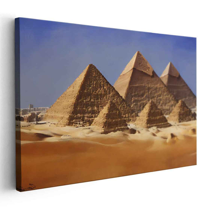 Timeless Secrets of Azure Skies: Ancient Wonders Under a Blue Sky Canvas Art Print