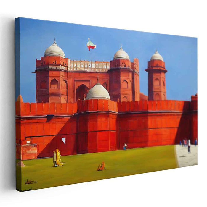 Stone Story Scrolls: Historical Architectural Canvas Art Print