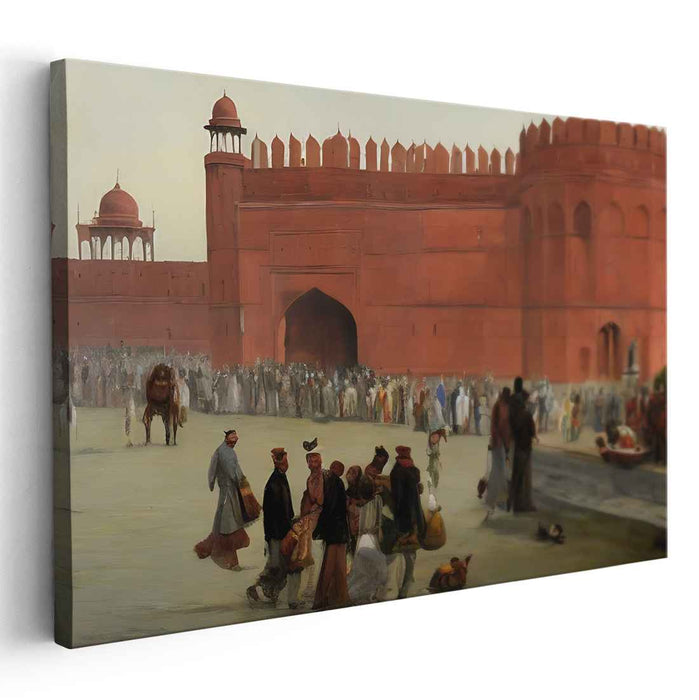 Historic Mughal Era: Vibrant Daily Life at Red Fort Canvas Art