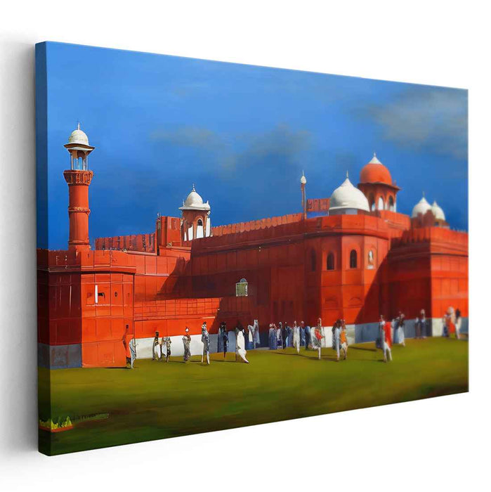 Cultural Citadel Essence: Realistic Red Fort Landscape with Cultural Elegance