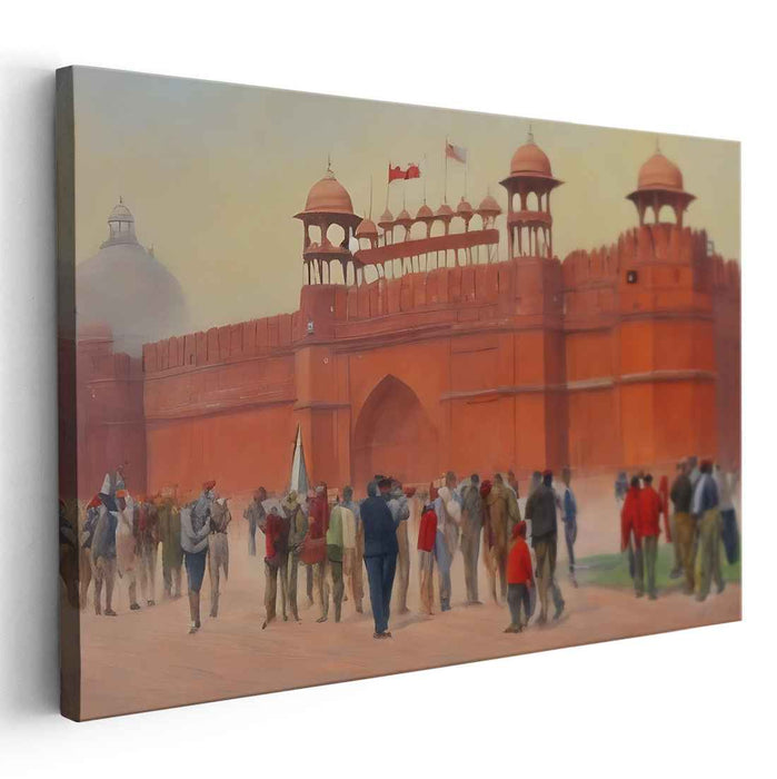 Morning at the Red Fort: A Vivid Historical Canvas Art