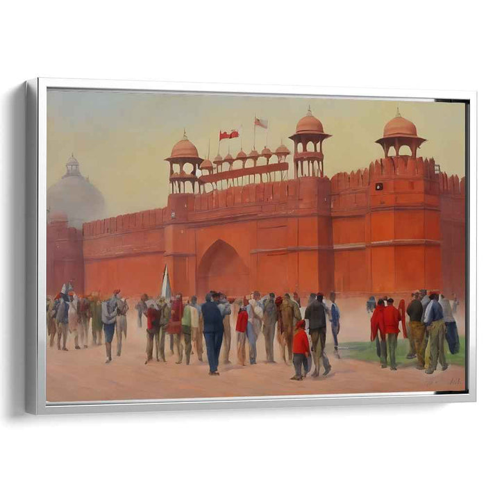 Morning at the Red Fort: A Vivid Historical Canvas Art
