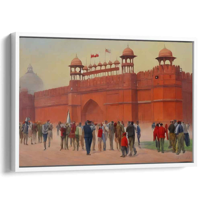 Morning at the Red Fort: A Vivid Historical Canvas Art