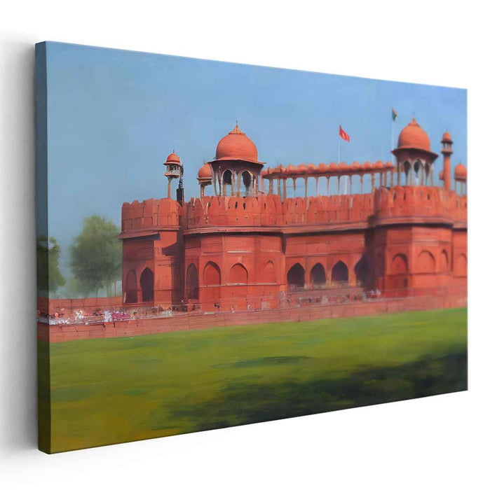 Crimson Citadel Revealed: The Red Fort in Vivid Detail Canvas Art Print