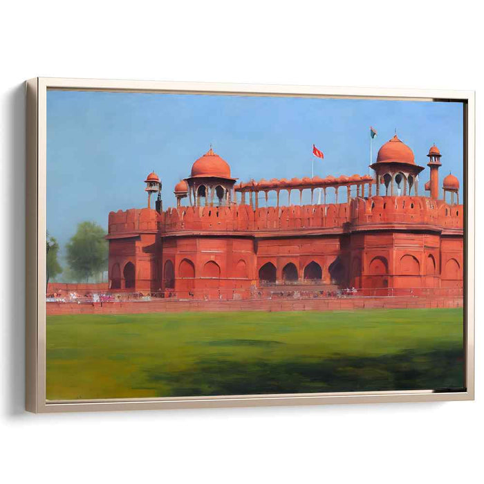 Crimson Citadel Revealed: The Red Fort in Vivid Detail Canvas Art Print