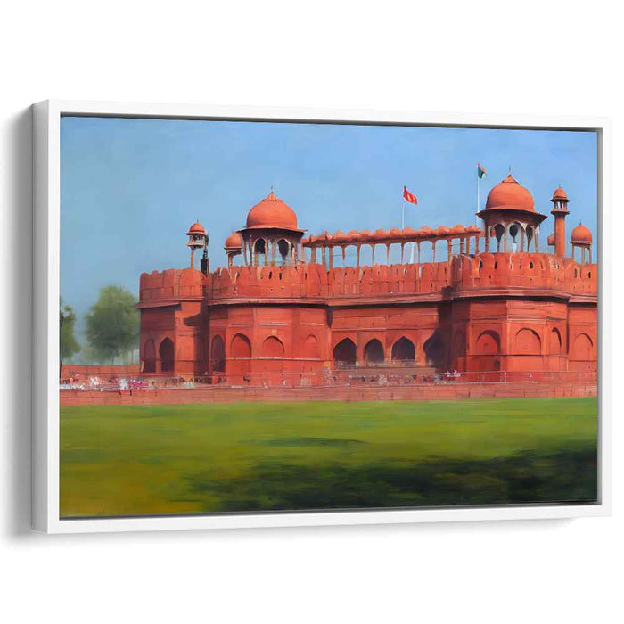 Crimson Citadel Revealed: The Red Fort in Vivid Detail Canvas Art Print