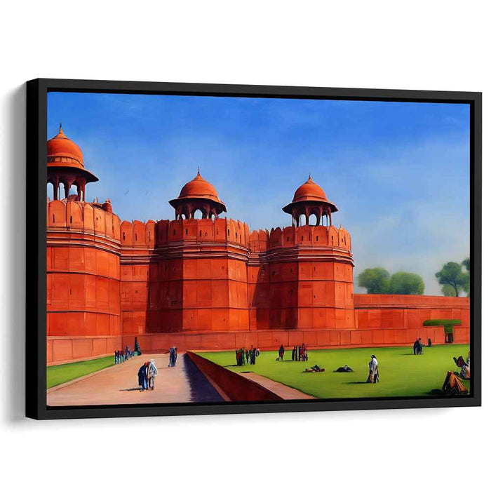 Crimson Citadel Impressions: Realistic Red Fort Canvas Art Print