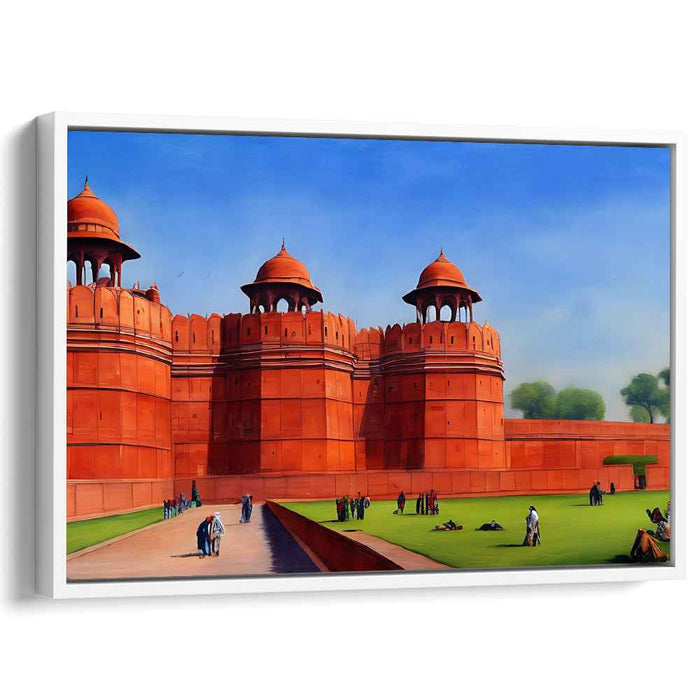 Crimson Citadel Impressions: Realistic Red Fort Canvas Art Print